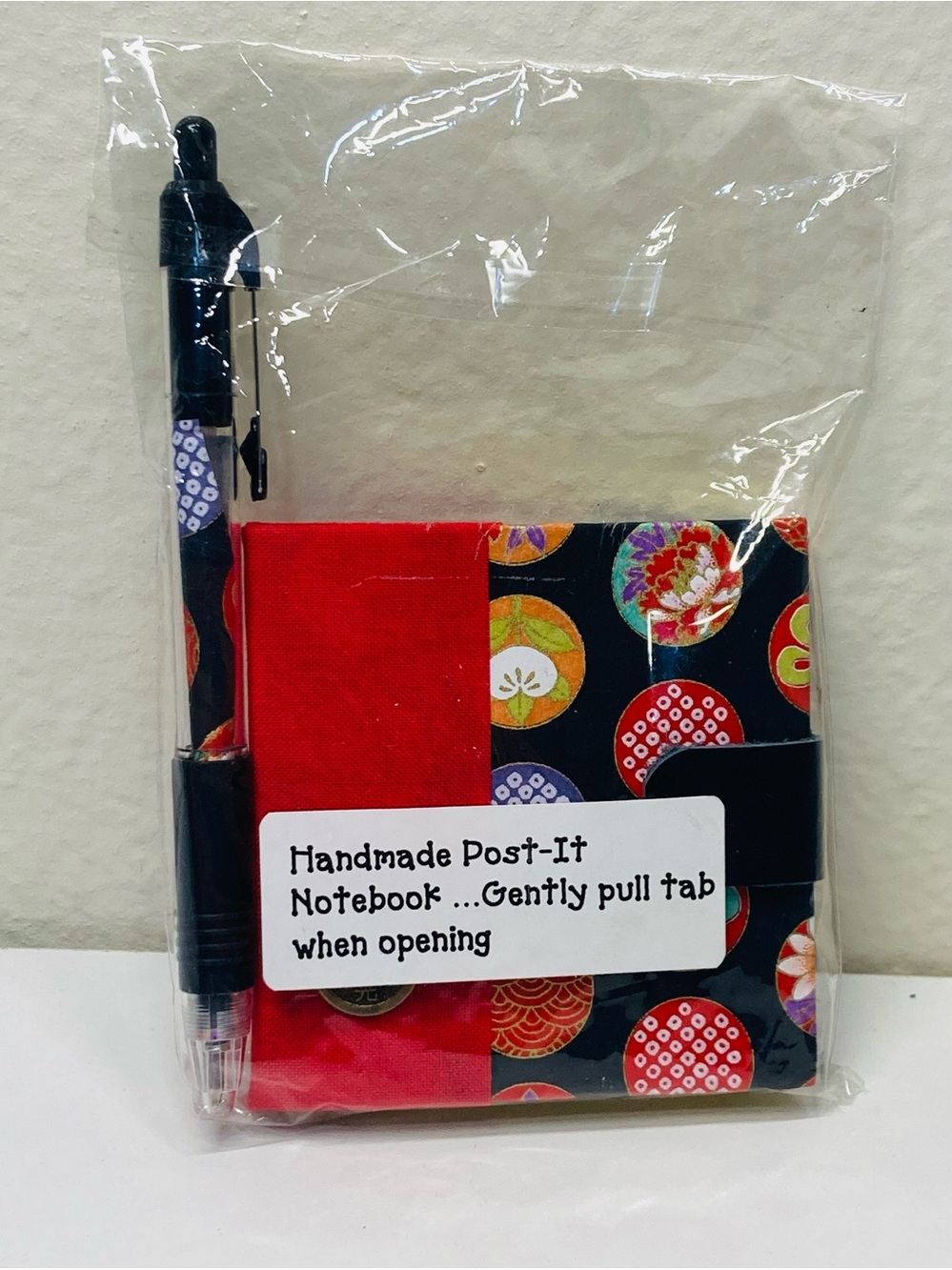 5 for $10: Handmade Red & Black Post-It Notebook with Pen